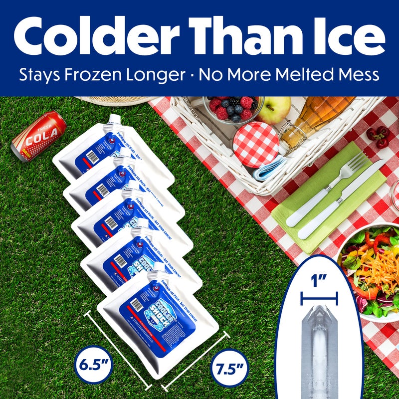 Cooler Shock Ice Packs for Cooler - Long Lasting Reusable Freezer Packs for Lunch Boxes and Backpack Cooler - Ice Packs for Camping Gear, Fishing, Road Trip & Beach Must Haves - Image 2